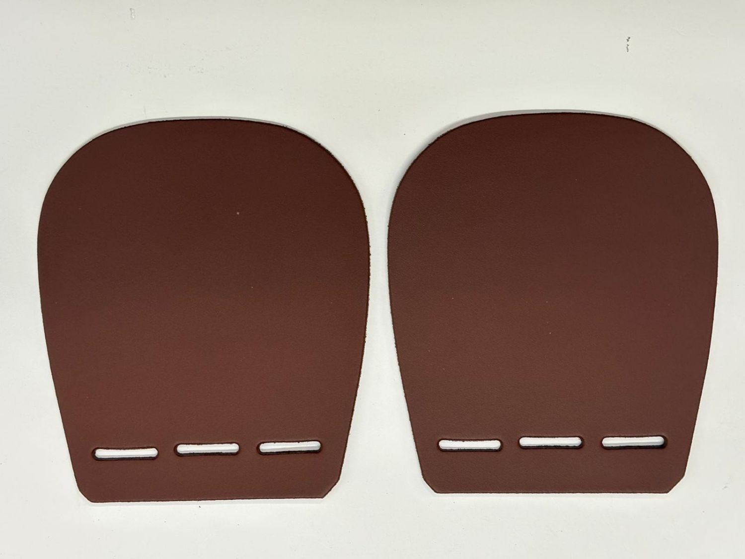 Pair Of Leather Horse Buckle Guards 1 Row - 3 Slots (Brown)